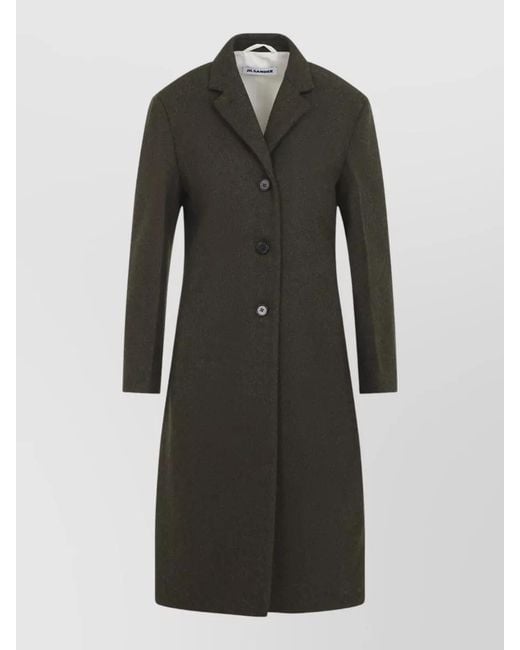 Jil Sander Black Single-Breasted Wool Coat