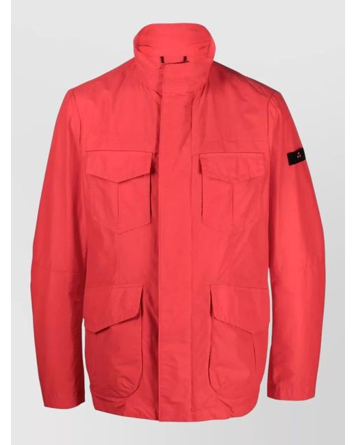 Peuterey Red Stand Up Collar Cotton Blend Jacket for men