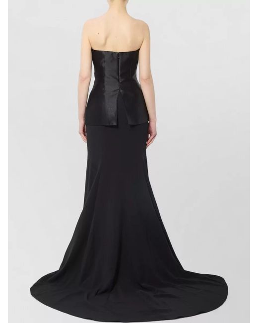 Solace London Black Alia Strapless Twill Maxi Dress Gown