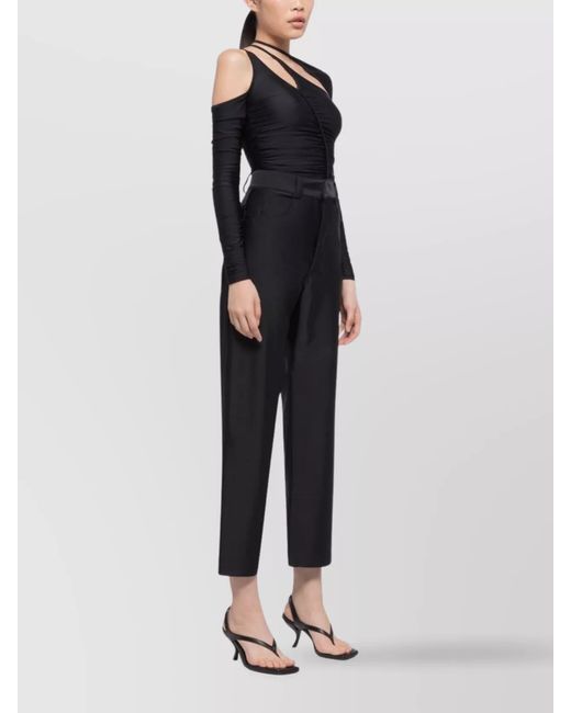 AZ FACTORY Black Asymmetric Cutout Long-Sleeve Top