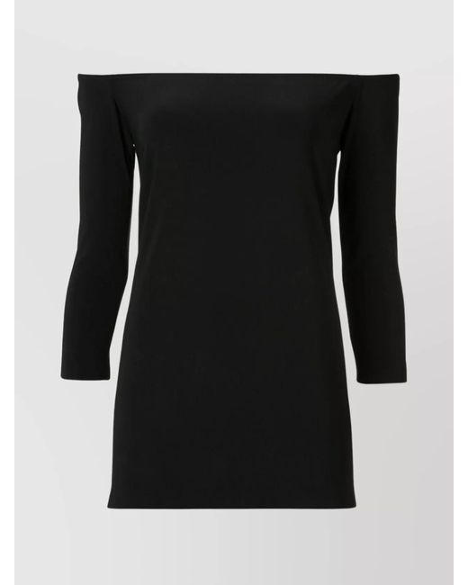 Norma Kamali Black Off-Shoulder Slim-Fit 3/4-Sleeve Blouse