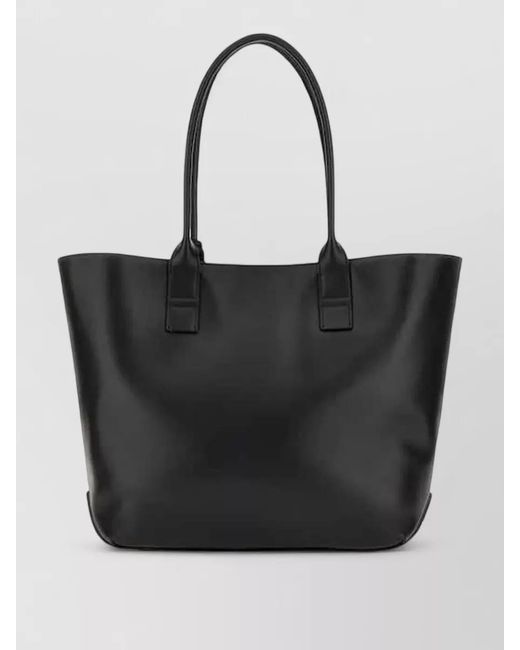 Hogan Black Address Medium Leather Shopping Tote Bag