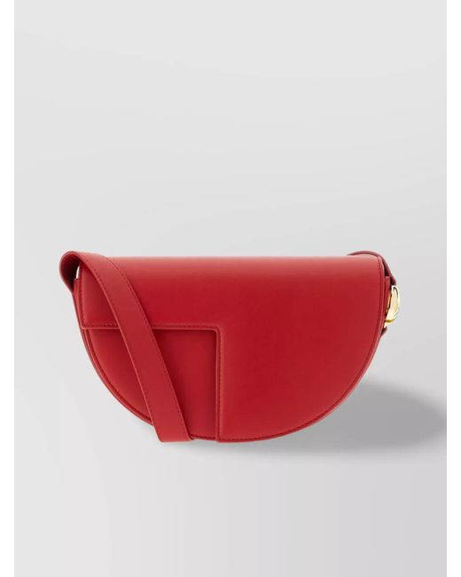 Patou Red Leather Cutout Crossbody Bag