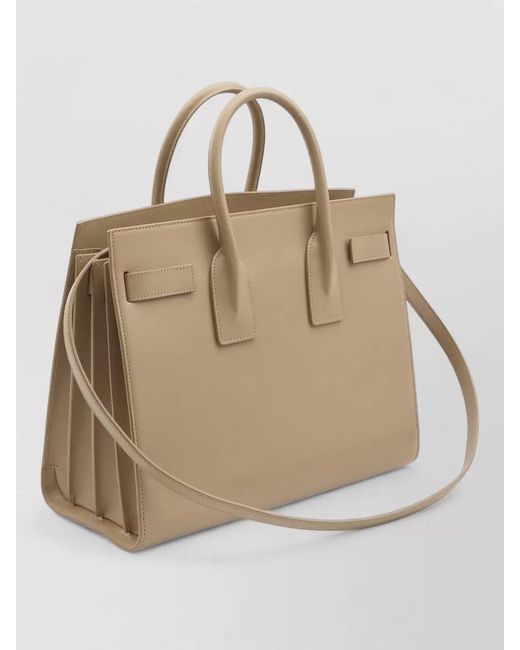 Saint Laurent Natural Small Sac De Jour Leather Tote Bag