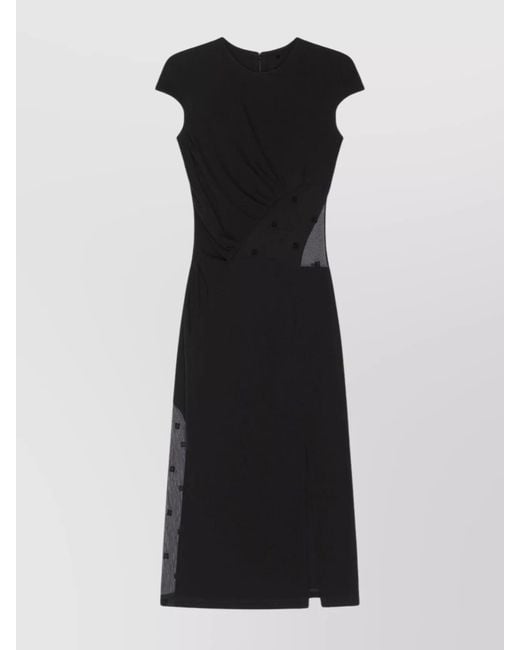 Givenchy Black Side Draped Tulle Dress