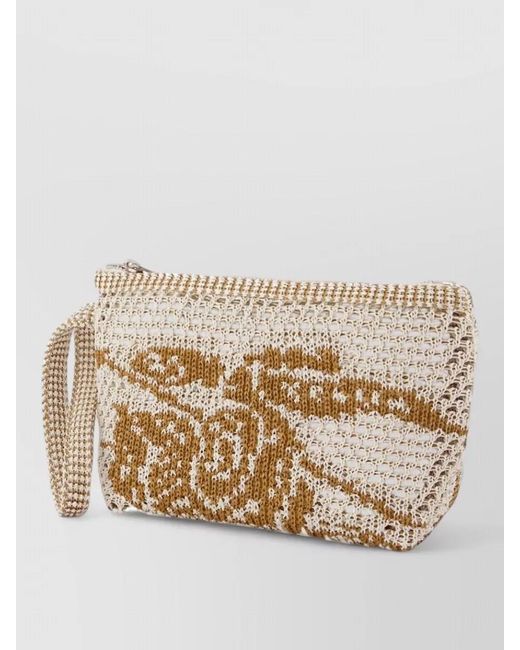 Burberry Natural 658 Crochet Cotton Pouch Shoulder Clutch