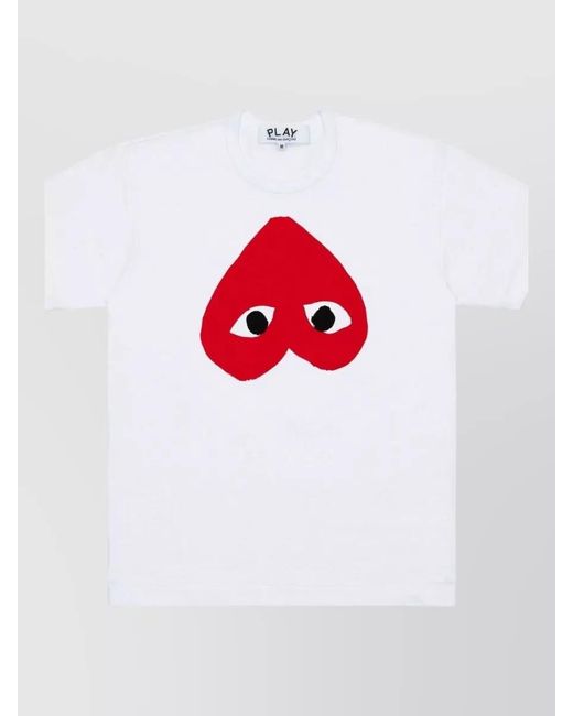 Comme des Garçons Red Crew Neck Graphic Print Short Sleeve Top