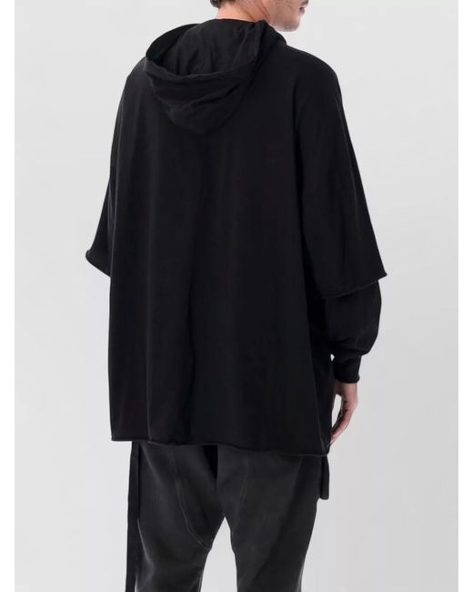 Rick Owens Black Tommy Hustler Logo Hoodie Kangaroo Pocket for men