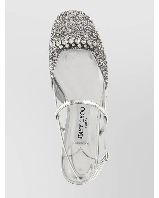 Jimmy Choo Metallic Crystal-Embellished Ballerina Shoes