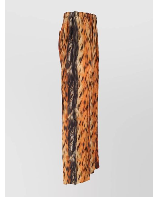 Balenciaga Orange Silk Wide-Leg Trousers