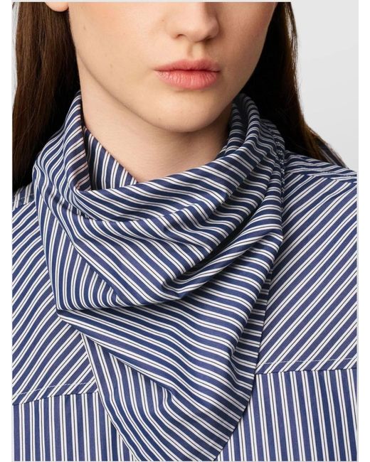 AMI Blue Striped Cotton Knee-Length Dress