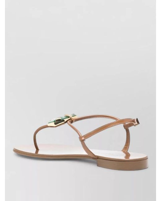 Giuseppe Zanotti Natural Atlantide Thong Sandals Ankle Strap Gemstones