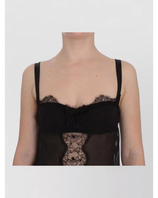 Dolce & Gabbana Black Silk Floral Lace Top