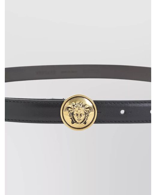 Versace White Leather Medusa Buckle Belt