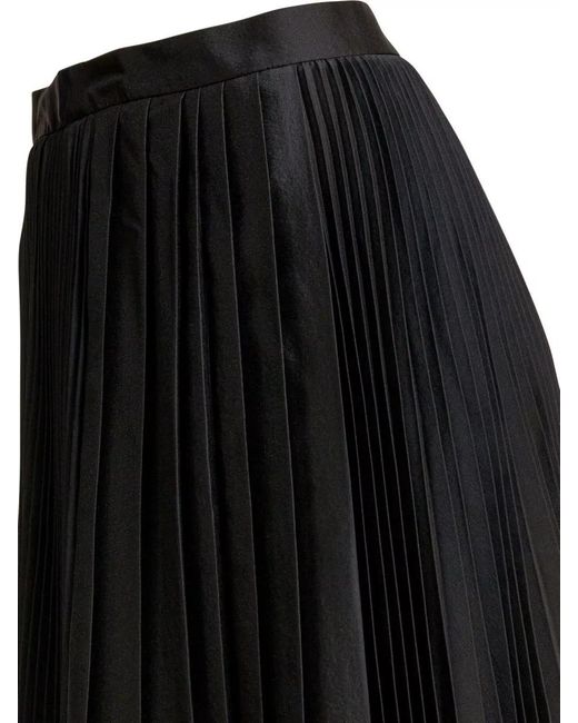 Sandbeige Black High Waist Midi Pleated Skirt Design