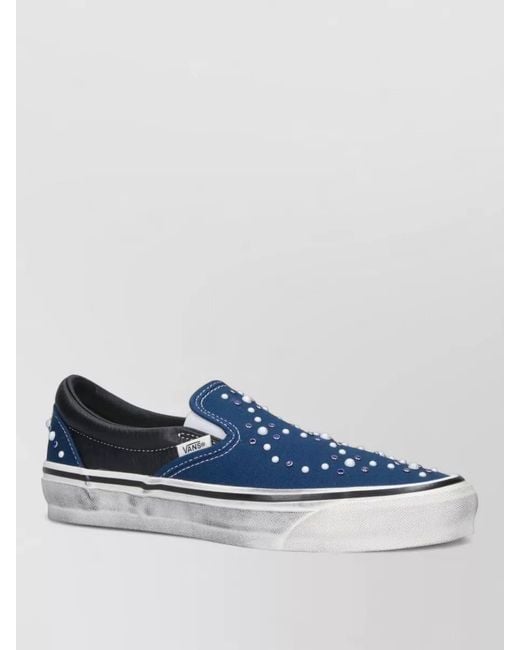 Vans Blue Low Top Sneakers Contrast Stitching Round Toe for men