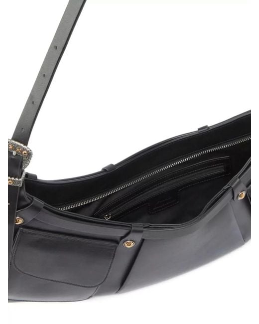 Pinko Black Shoulder Bag Adjustable Strap Buckle Detail