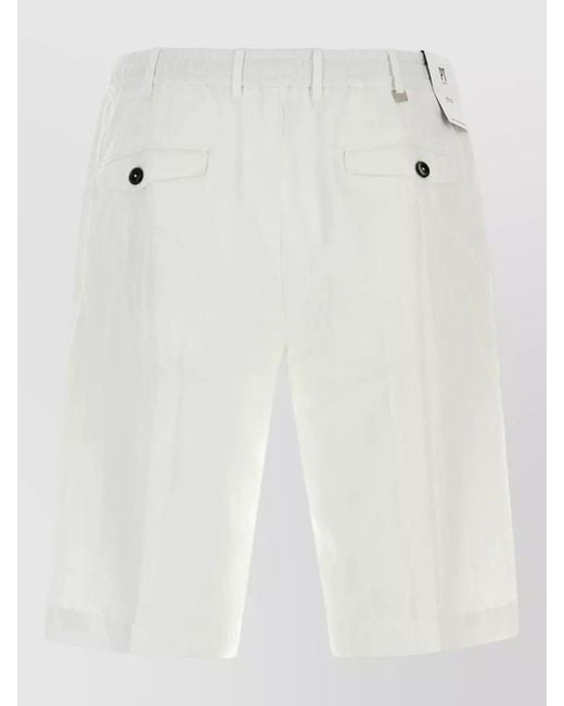 PT Torino White Lyocell Blend Bermuda Shorts Belt Loops for men