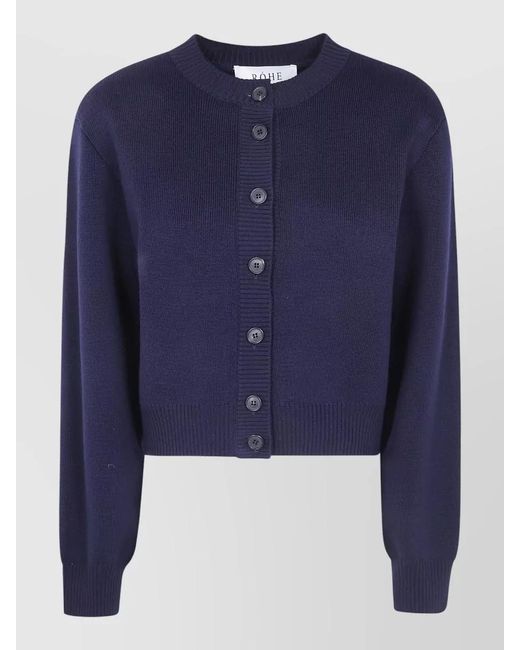 Rohe Blue Merino Wool Statement Shoulder Cardigan