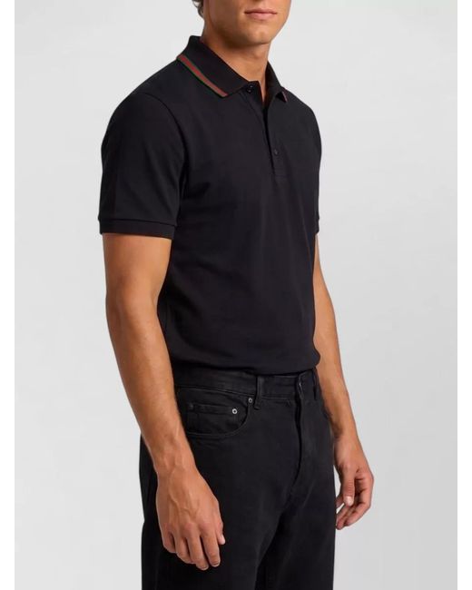 Gucci Black Cotton Piqué Jersey Regular-Fit Polo Shirt for men