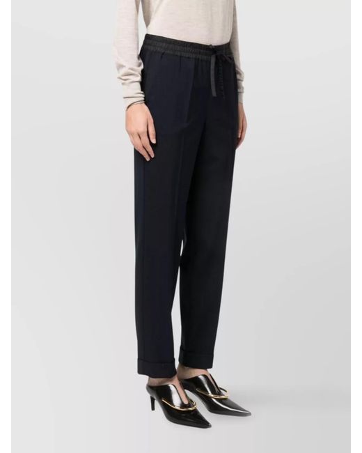 P.A.R.O.S.H. Blue Virgin Wool Mid-Rise Straight-Leg Trousers