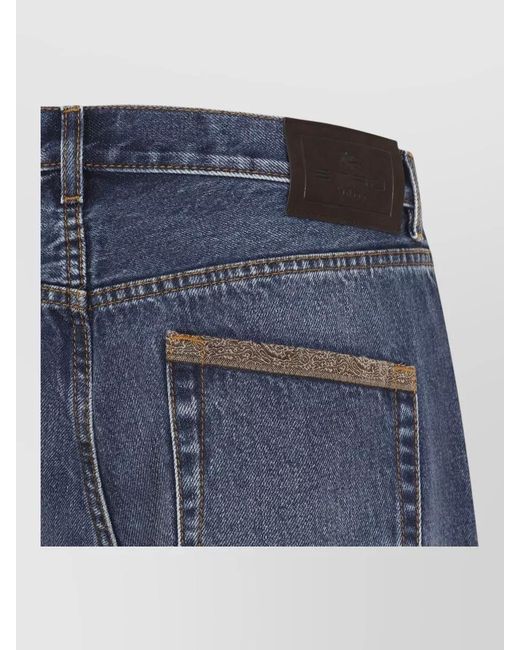 Etro Blue High Waist Wide Leg Denim Trousers for men