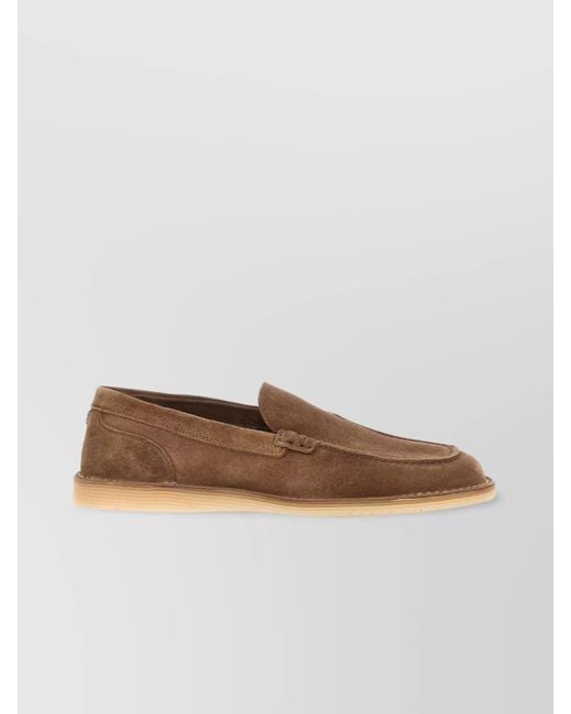 Dolce Gabbana Round Toe Suede Loafers With Rubber Sole In Brown For dolce-gabbana-round-toe-suede-loafers-with-rubber-sole-in-brown-for