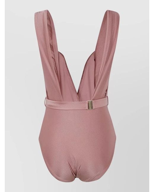 Zimmermann Pink Lucky Plunge Flower Belted Waist Bodysuit