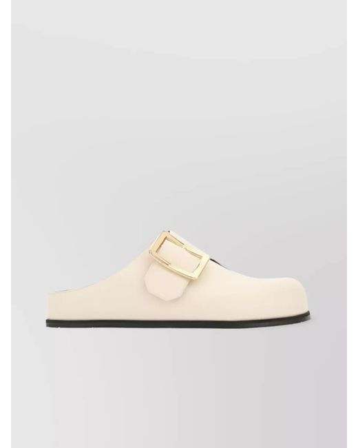 Bally White Lulu Buckle Detail Slip-On Mules