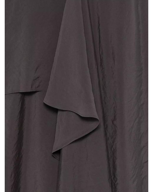 Alysi Gray Long Dress Asymmetric Hem Draped Ruffle