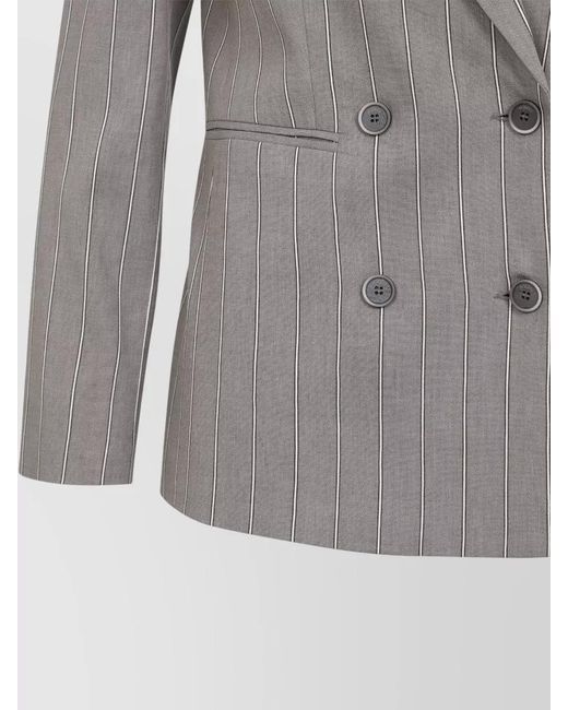 Peserico Gray Linen Double-Breasted Blazer