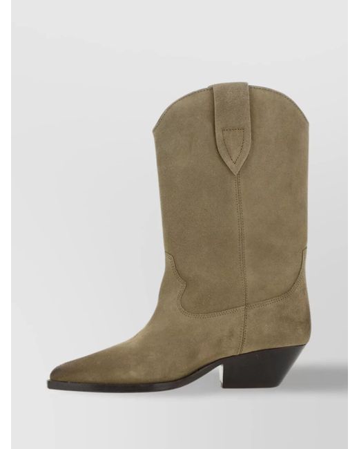 Isabel Marant Green Suede Cowboy Ankle Boots