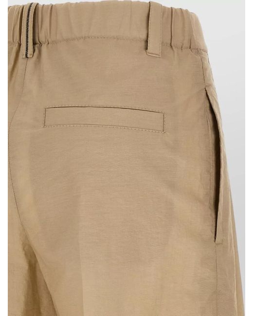 Brunello Cucinelli Natural A Line Wide Leg Techno Cotton Pants