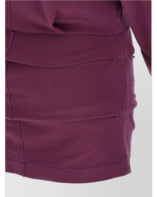 The Attico Purple Ribbed High-Neck Draped Mini Dress