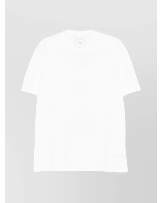 Y-3 White Cotton Logo Short-Sleeve T-Shirt for men