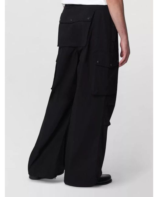 Needles Black Wide Leg Cargo Pants Belt Loops Buttons for men