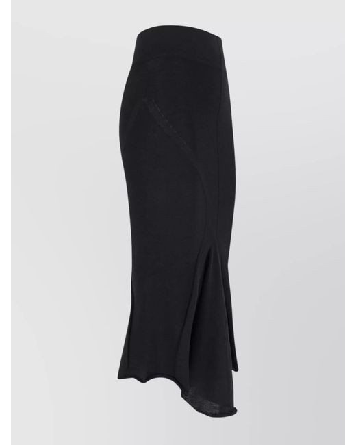 Rick Owens Black High-Waisted Flared Hem Skirt