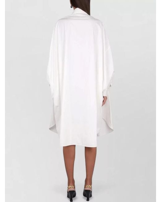 Bottega Veneta White Cotton Dress Long Sleeves Chest Pocket