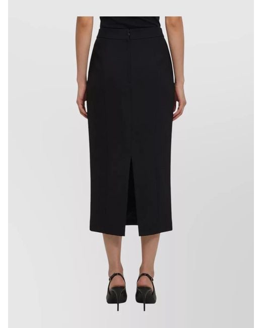 Dolce & Gabbana Black Stretch Virgin Wool High Waist Midi Skirt