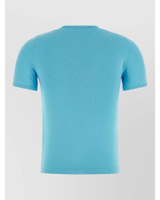 Courreges Blue Cotton Logo Patch Short-Sleeve T-Shirt
