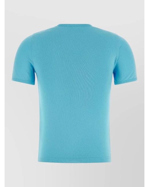 Courreges Blue Signature Contrast Logo Crew Neck T Shirt