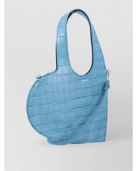 Coperni Blue Heart Mini Croc-Embossed Leather Shoulder Bag