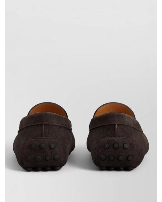 Tod's Brown Suede Moccasin Loafers Penny Strap Rubber Sole for men