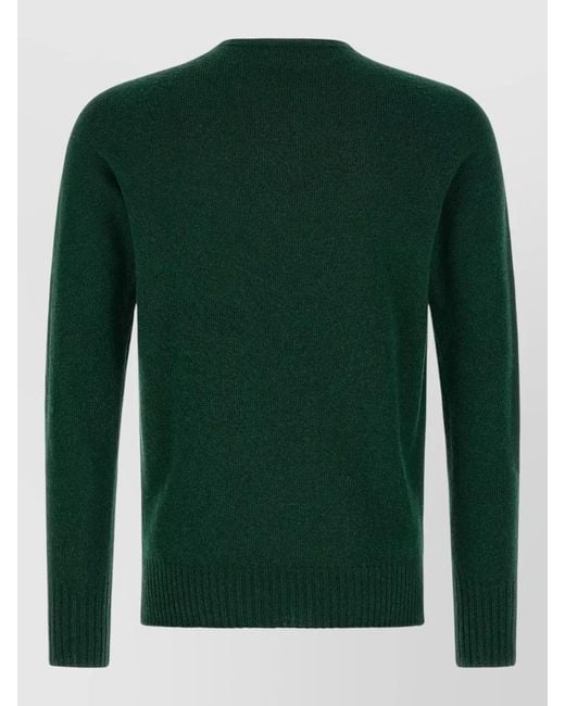 Ma'ry'ya Green Cashmere Wool Crew-Neck Jumper for men