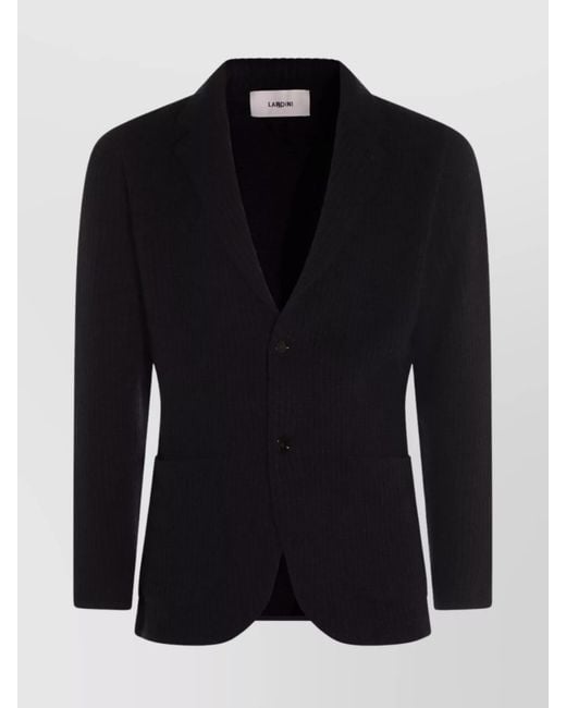 Lardini Blue Ribbed Texture Notch Lapel Front Pockets for men