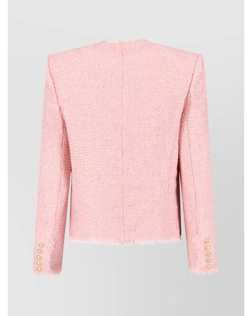 Balmain Pink Sequin Tweed Blazer