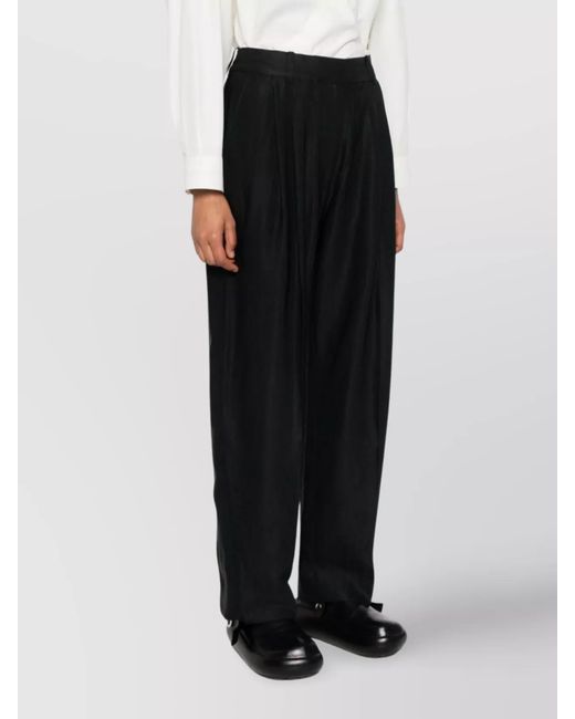 Studio Nicholson Black High-Rise Pleated Wide-Leg Trousers