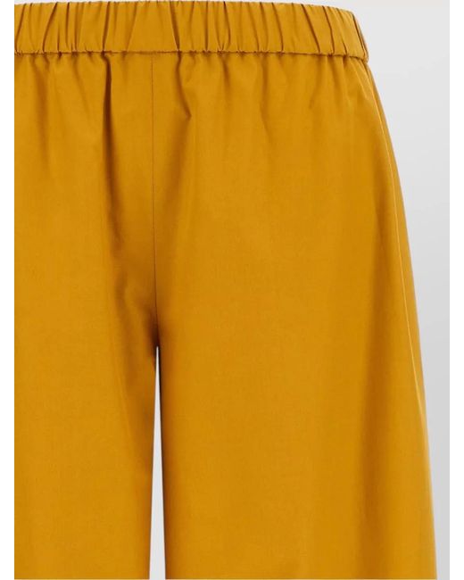 Fabiana Filippi Yellow Wide Leg Trousers Eyelet Detailing Scalloped Hem