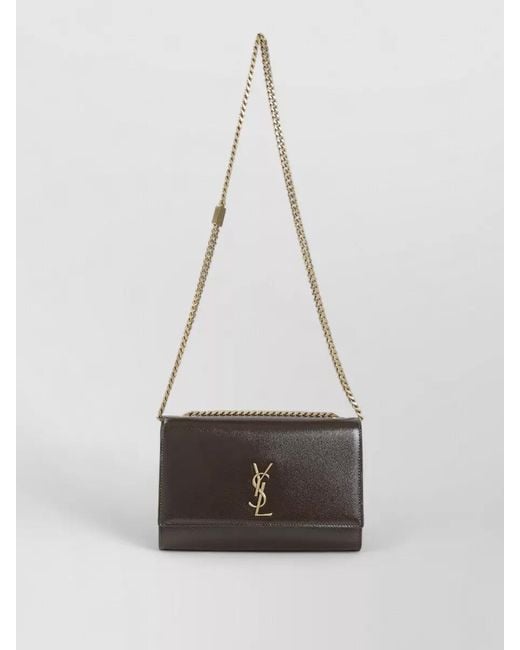 Saint Laurent White Kate Crossbody Bag Chain Strap Bronze