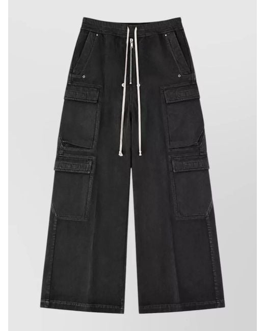 Rick Owens Black Cargo Pocket Wide Leg Pants for men